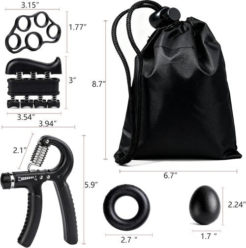 Hand Grip Strength Trainer Kit - 5 Pack Adjustable Resistance Forearm Grippers for Enhanced Hand Strength
