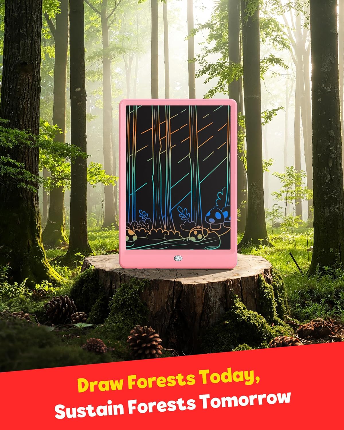TEKFUN LCD Writing Tablet - 10-Inch Mess-Free Doodle Board for Kids | Perfect Easter Gift (Pink)