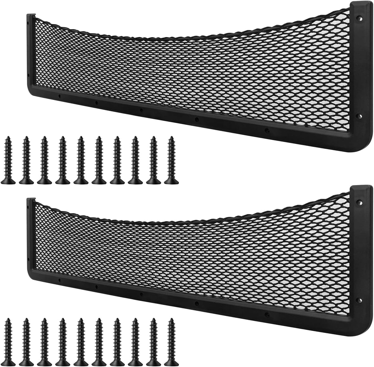 ABS Plastic Frame Automotive Cargo Nets Car Net Pocket Phone Car Mesh Net Holder RV Storage Boat Cargo Pocket Organizer Framed Mesh Net Pocket with Screws for Auto RV Net(2, 12 x 7.9 Inch)