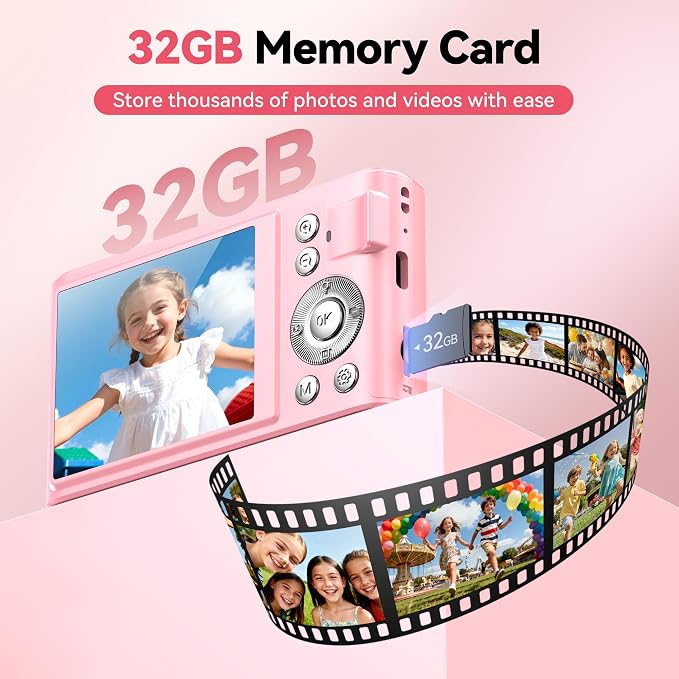 Digital Camera 4K for Kids: 48MP Pink Camera for Teens Photography