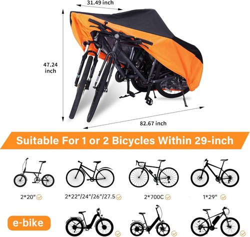 Bike Cover Waterproof Outdoor - Heavy-Duty 420D Bicycle Cover for 1 or 2 Bikes | UV, Dust & Wind Protection