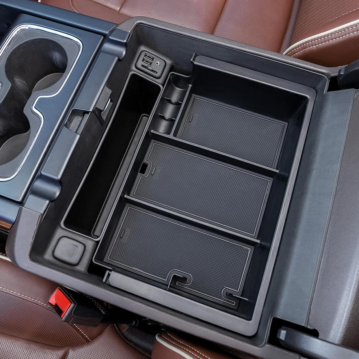 TOPINSTALL Full-Size New Center Console Tray Compatible with 2014-2018 Chevy Silverado/GMC Sierra and 2015-2020 Chevy Tahoe/Suburban/GMC Yukon/Yukon XL (Full Console w/Bucket Seats ONLY)