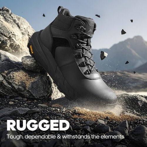 NORTIV 8 Men's Waterproof Hiking Boots Lightweight Outdoor Mid Trekking Leather Shoes DriftShield,Size 10,Black,NMUMHB2505