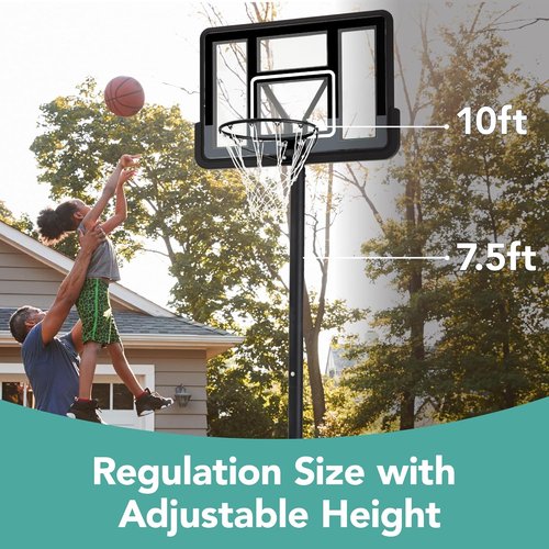 Best Choice Products 10ft Basketball Hoop - Height Adjustable 7.5-10ft Outdoor Goal with Shock Absorbent Rim & Wheels