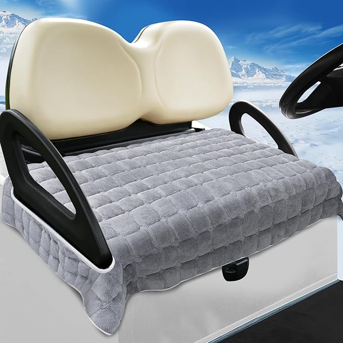 YOKYHOM Golf Cart Seat Covers, Supreme Comfort Golf Cart Seat Towel Blanket, Heavyweight Deep-Pile, Fits EZGO, Yamaha, Club Car and More 2-Seat Carts, 50"x 27.5", Light Gray