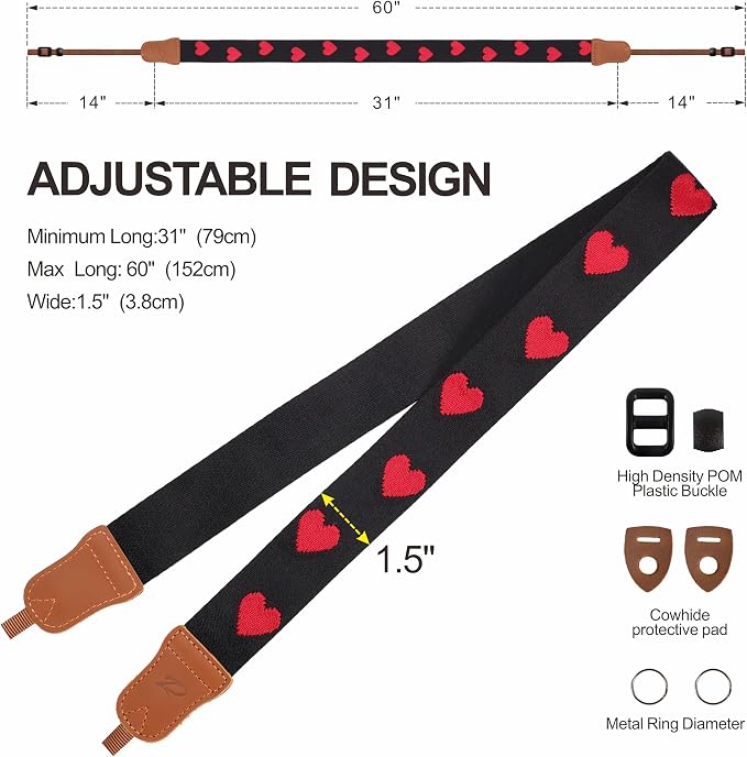 Padwa Lifestyle Red Hearts Camera Strap