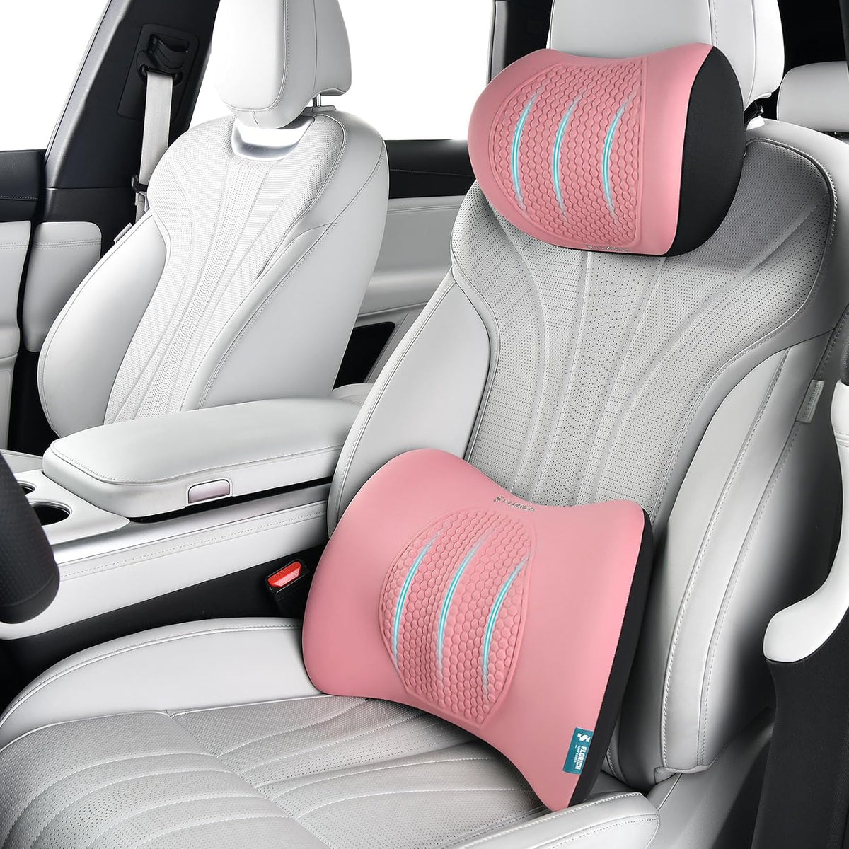 FLORICH Lumbar Support with Car headrest Back Pillow for Chair Headrest Pillow with Gel Memory Foam Massage Point Memory Foam Back Pillow for Office Chair(Grey)