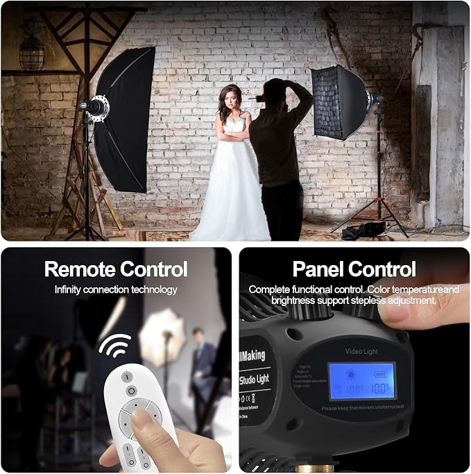 Wellmaking 80W Portable LED Light Continuous Light COB Spotlight Video Light