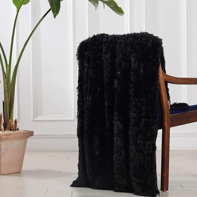 Tuddrom Decorative Extra Soft Faux Fur Throw Blanket 50" x 60", Reversible