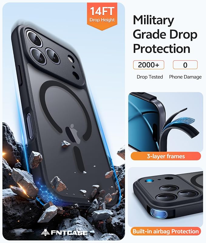 FNTCASE for iPhone 17 Pro Case: Translucent Matte Cases