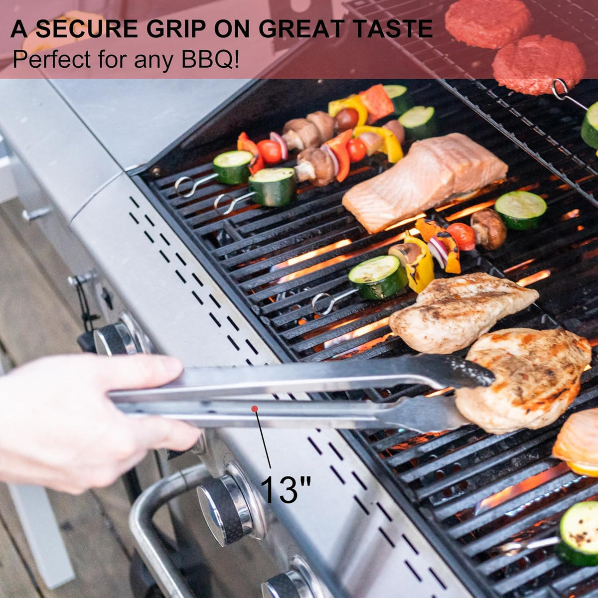 Deep Grill Carry System with Lids, Cutting Board, Tong, Gift Ready BBQ Carry Tray for Prepping, Marinating and Serving, Diswasher Safe, Nesting Platters Black in Red