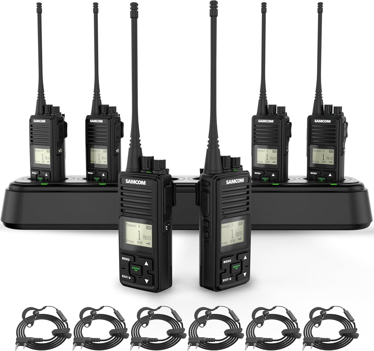 SAMCOM FPCN10A Two-Way Radios - High Power 3000mAh Walkie Talkies for Adults | 6 Pack for Commercial Use