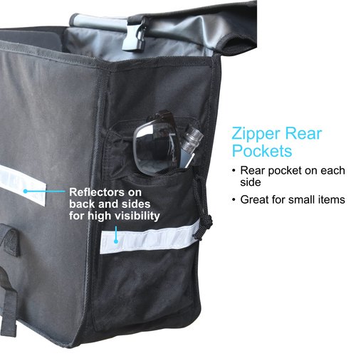 Lumintrail Bike 36L Double Panniers - Saddle Bags for Rear Rack Bike Bags with Safety Reflective Strips, and Carrying Handle - Perfect for Grocery Shopping, Easy Commuting and Long Cycling Trips