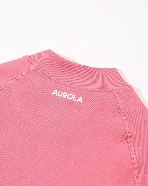 AUROLA Workout Tops - Seamless Slim Fit Zip-Up Yoga Jacket for Women | Short Sleeve Crop Top