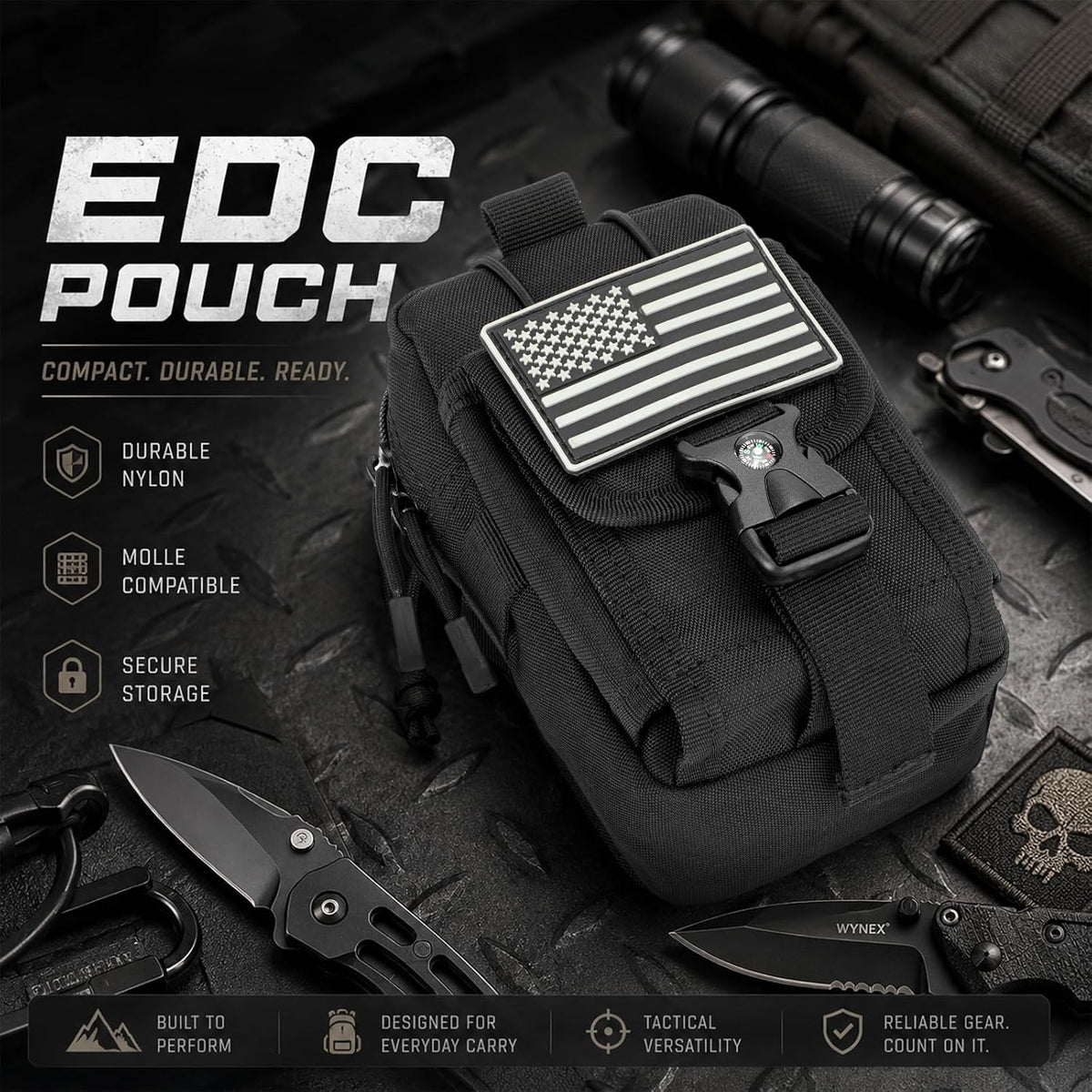 LEPHYON Tactical Molle Pouches, EDC Utility Pouch with Radio Holster