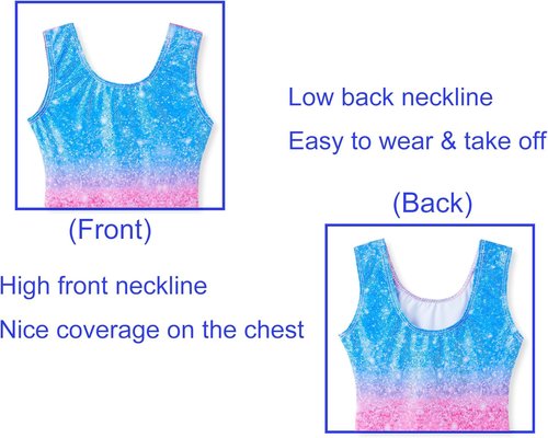 Domusgo Gymnastics Leotards - Sparkly One-Piece Tumbling Outfit for Girls | Perfect Fit & Comfort