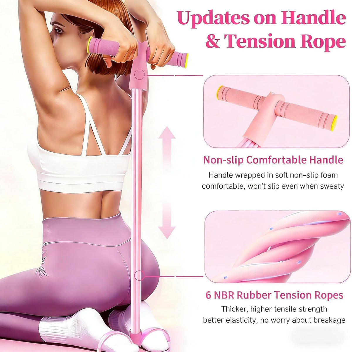 Skiennix Pedal Resistance Bands - Upgrade 6-Tube Manual Tension Training | Lightweight Natural Rubber for Yoga & Pilates