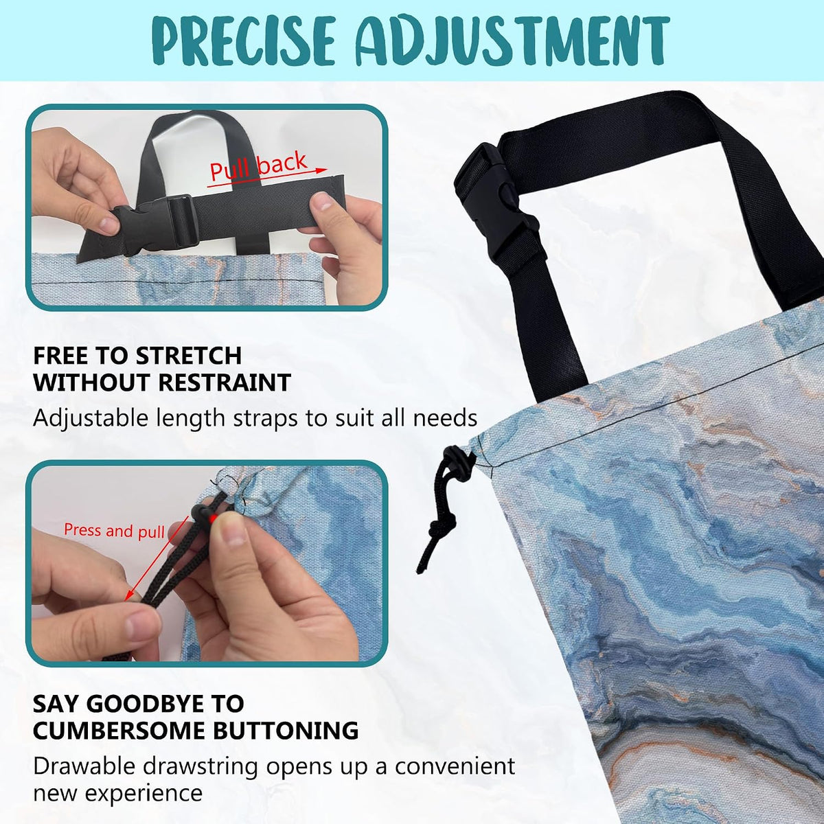Car Garbage Bag Abstract Blue and Gold Marble Hanging Canvas Car Trash Bag Waterproof Drawstring Car Back Seat Organizer for Car Back Front Seat Console with Adjustable Buckle
