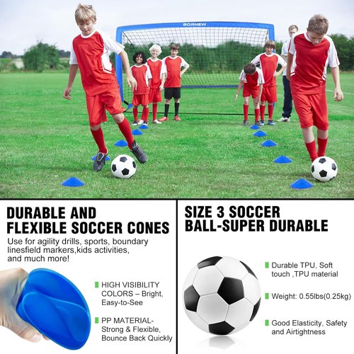 Kids Soccer Goal Set by [Brand Name] - Portable 6x4 & 4x3 Ft Training Nets for Ages 3-16