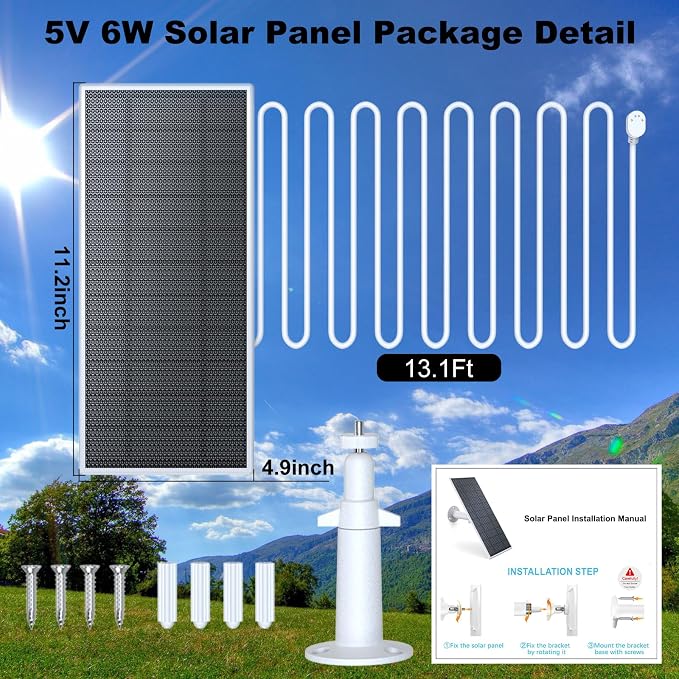 Solar Panel for Google Nest Camera, Upgraded Solar Power Charger for Google
