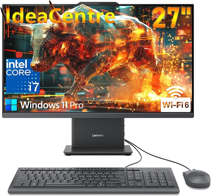 Lenovo IdeaCentre AIO 27" FHD All-in-One Desktop Computer, Intel Core i7-13620H 10-Core up to 4.9GHz, 64GB DDR5 RAM, 1TB SSD, WiFi 6, Bluetooth 5.2, HDMI, Webcam, Windows 11 Pro, Luna Grey