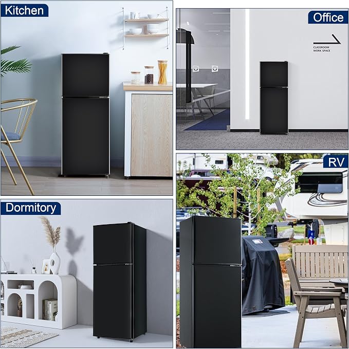 4.8 Cu. Ft. Refrigerator, Dorm Refrigerator with Freezer for Apartment, Kitchen, Office, RV Refrigerator with Adjustable Thermostat, Apartment Size Fridge with Freezer Black