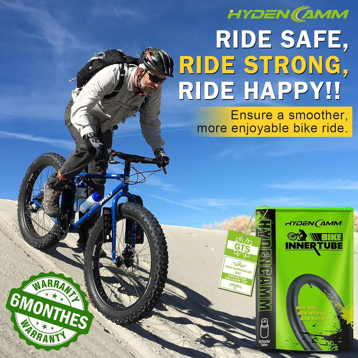 Skiennix Fat Tire Tube - 20"/26" E-Bike Bicycle Tubes with AV 32mm Schrader Valve | Includes 2 Tire Levers