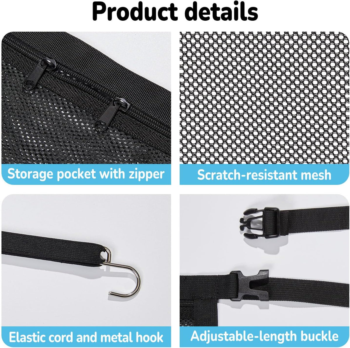 Dog Car Barrier,Pet Barrier with Larger Zipper Organizer Storage,Car Divider Net for Dogs,Dog Barrier for Car/SUV/Truck