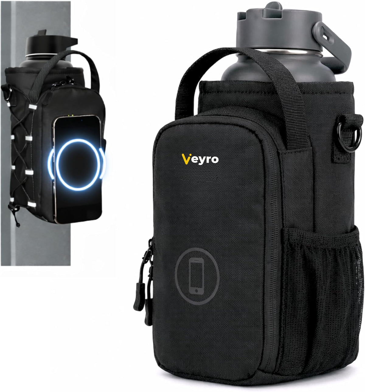 Veyro Magnetic Gym Bag - Strong Magnetic Phone Holder & Compact Crossbody Pouch - Black