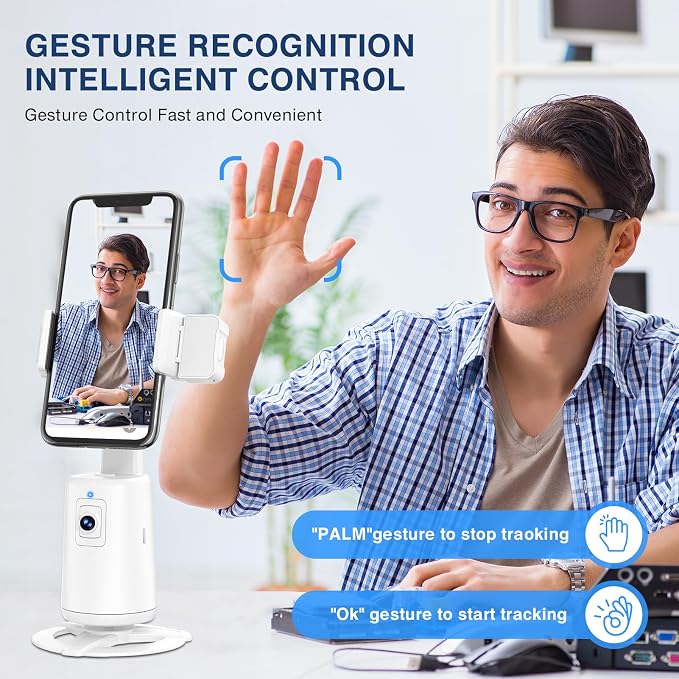 Auto Face Tracking Tripod 360° Rotating Cell Phone Photo and Video Kits Stand