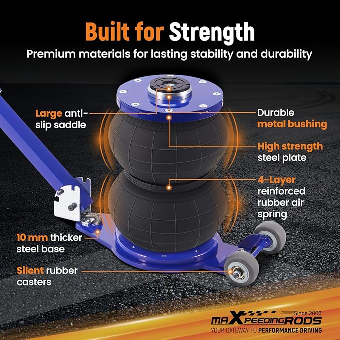 maXpeedingrods 3 Ton (6600 lbs) Air Jack Low Profile Pneumatic Jack, Lifting Range 4.72" to 14.17", with 3.15" Extension Adjustable Handle, Low Enough for Sports Cars Sedan Coupe Wagon