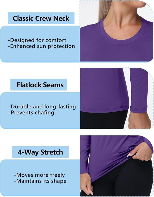 Isnowood Women's Long Sleeve Sun Protection Shirt - UPF 50+ UV Rash Guard for Outdoor Activities