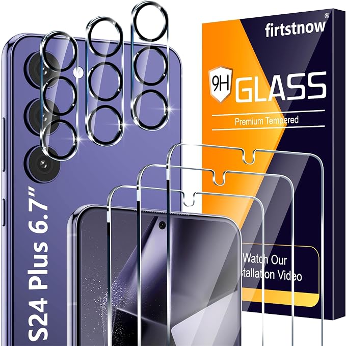 firtstnow 3 Pack for Samsung Galaxy S24 Plus Screen Protector Tempered Glass +