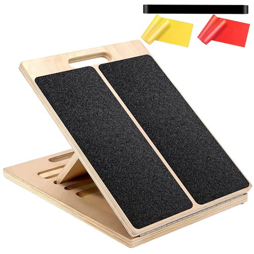 Adjustable Slant Board for Calf Stretching, Wood Incline Calf Stretcher and Squat Wedge 5-Level Incline (20°-45°) for Exercise, Physical Therapy and Ankle Mobility,Knees, Feet, Achilles Support