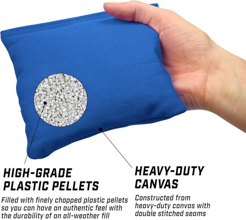 GoSports Official Regulation Cornhole Bean Bags Set of 8 - All Weather Durable Design | American Stars and Stripes or Red and Blue