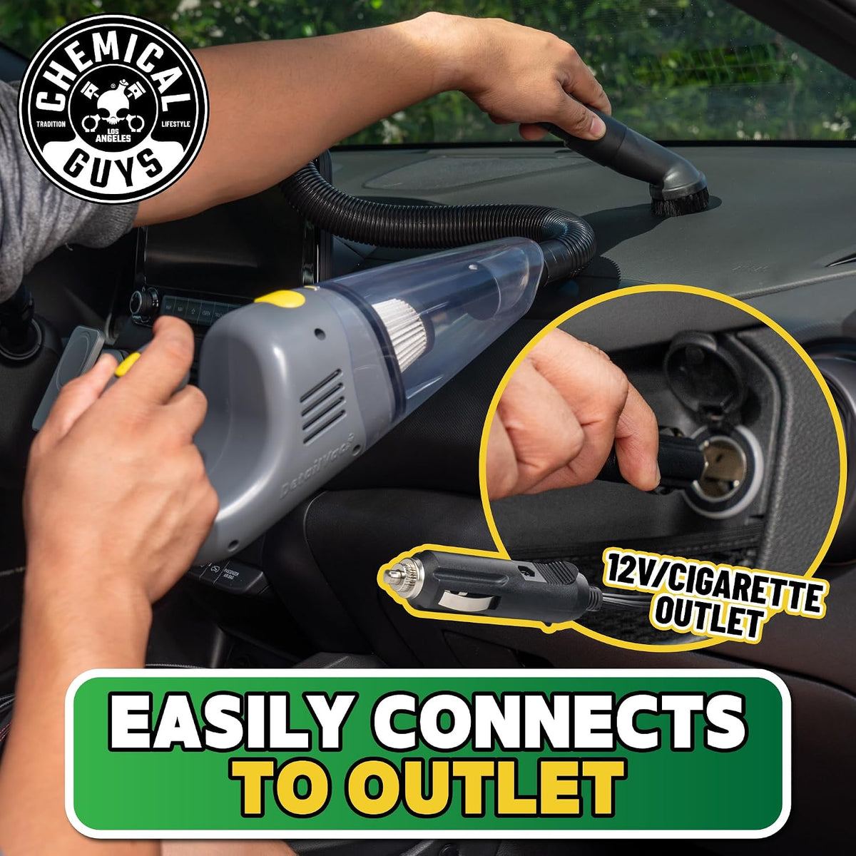 Chemical Guys EQP410315 DetailVac Handheld Portable Car Vacuum with Carpet & Upholstery Fabric Cleaning Kit (Great for Cars, Trucks, SUVs, RVs & More), 4 Item Kit