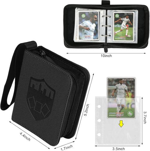 GERMUN Mini Card Binder - Premium 80-Pocket Trading Card Album with 40 Double-Sided Sleeves | Black