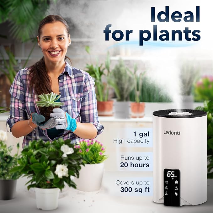 Humidifiers for Bedroom Smart Control - Dual Mist Cool & Warm Mist Humidifier 4L Big Capacity Top Fill Water Tank, Quie Humidifier, for Large Rooms Home Living Office Baby - Ultrasonic Humidifier