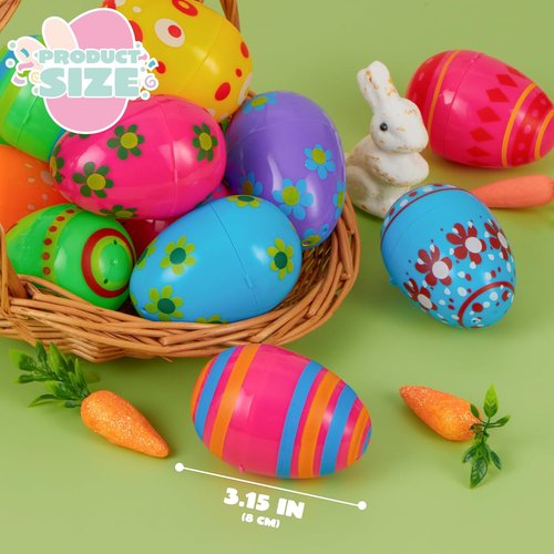 JOYIN Colorful Fillable Plastic Eggs - 3.15 Inch Bulk Set for Easter Hunt & Party Favors | 30 Pcs