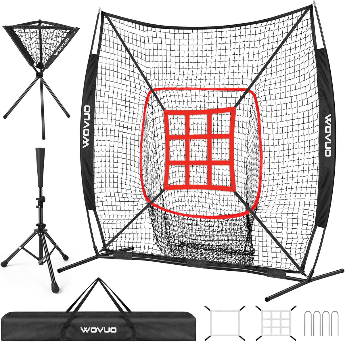 Skiennix 7x7 Ft Baseball Net - Versatile Batting & Pitching Training Equipment for All Ages