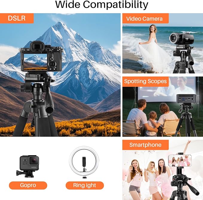 Fotopro 69'' Camera Tripod Lightweight Portable Travel Tripod
