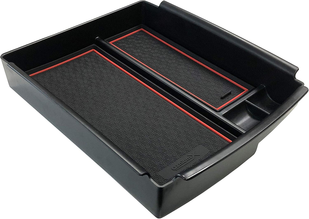 OzniumX Center Console Organizer Storage Box for Tesla Model S/X, Red, Custom Upgrade Interior Accessory with Coin and Sunglass Holder, Armrest Box Secondary Storage