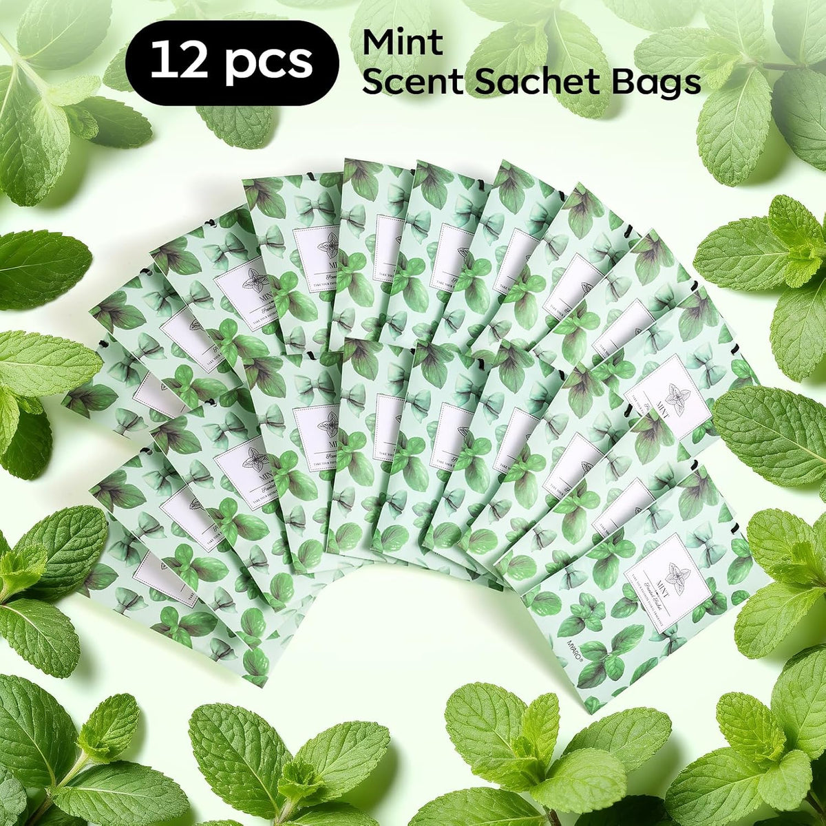MYARO 20 Pack Peppermint Scented Sachets for Drawer Closet & Car - Mint Air Freshener Bags for Small Space, Storage Bag, Trash Cans Home Fragrance
