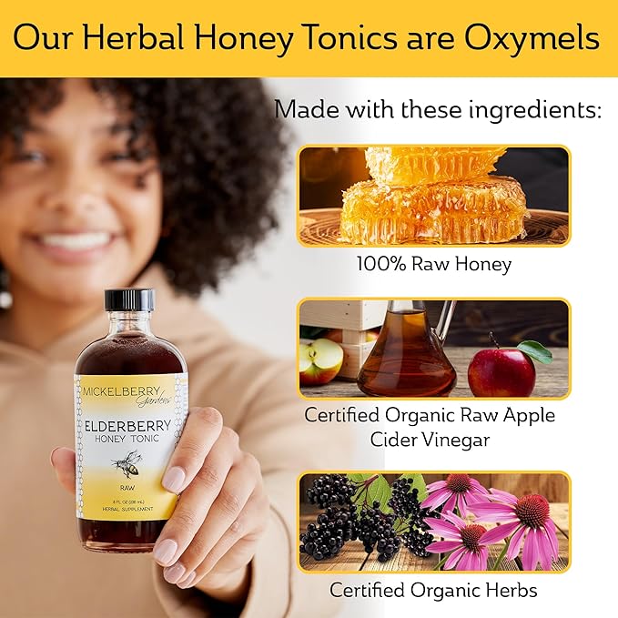 Mickelberry Gardens Elderberry Honey Tonic, Sambucus Syrup, Black Elderberry - Immune Support for Adults and Kids, 4 Ounces (Pack of 2)