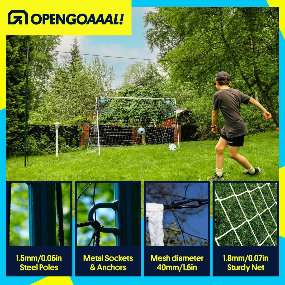 Open Goaaal 3-in-1 Soccer Training Rebounder | Versatile Soccer Goal for Volley & Passing - Outdoor Backyard Sports