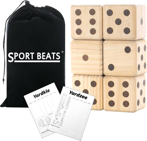 Giant Wooden Yard Dice - Outdoor Game Set of 6 | Perfect for Family Fun & Gatherings