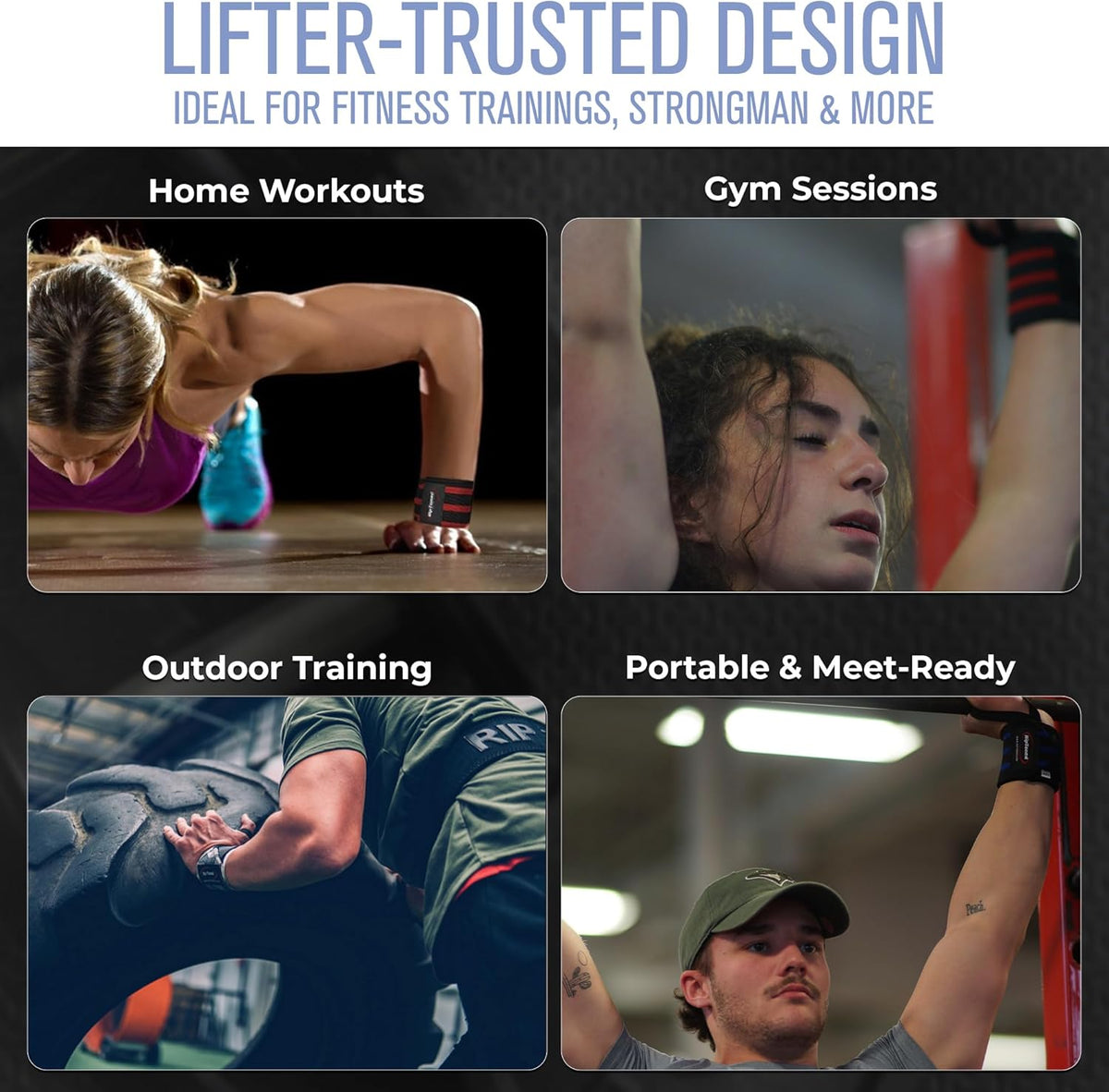 Rip Toned Wrist Wraps - Adjustable 18" Weightlifting Straps | USPA & USAPL Approved for Maximum Support