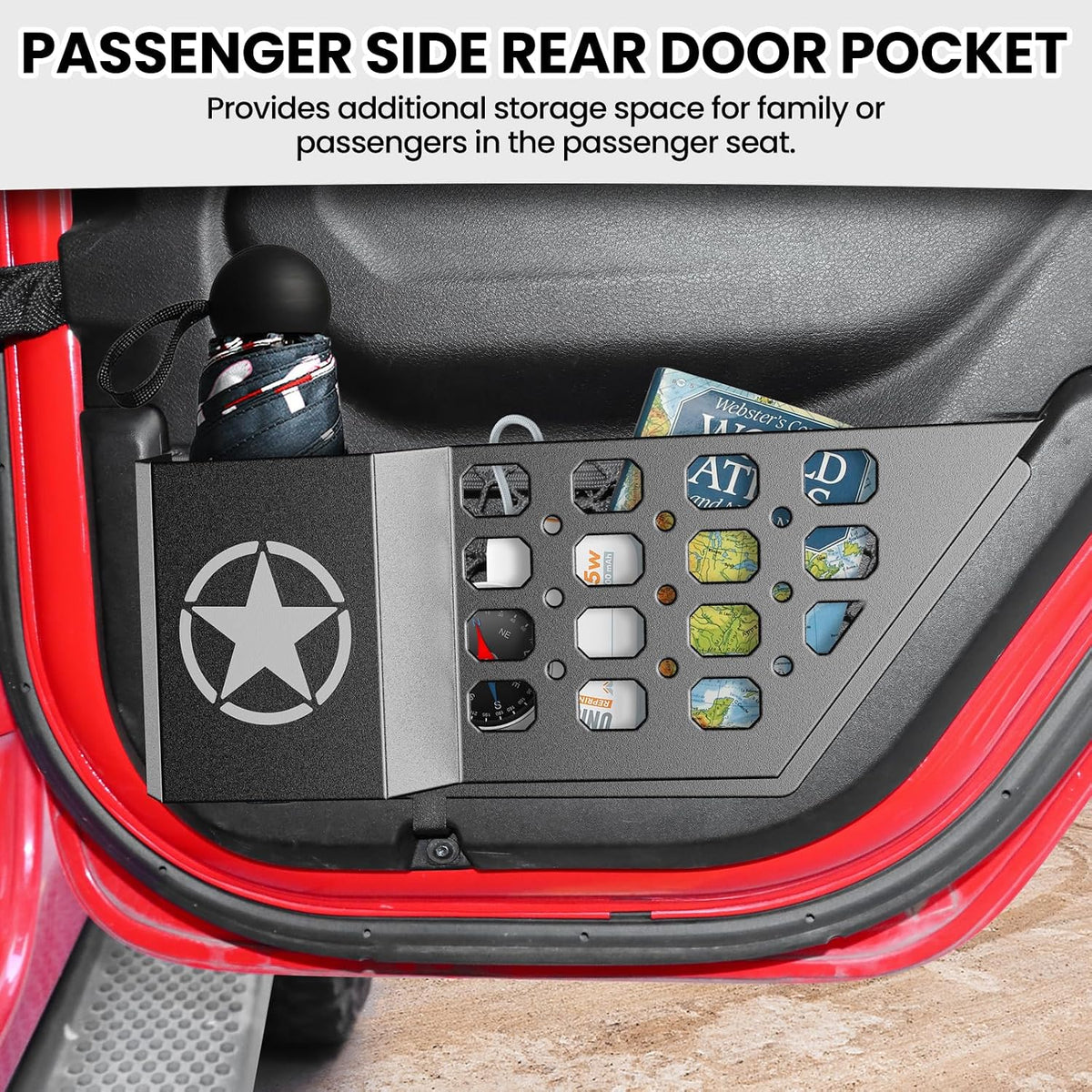 DIAMOOKY Metal Rear Door Pocket Storage for Jeep Wrangler JL JLU 2018-2026