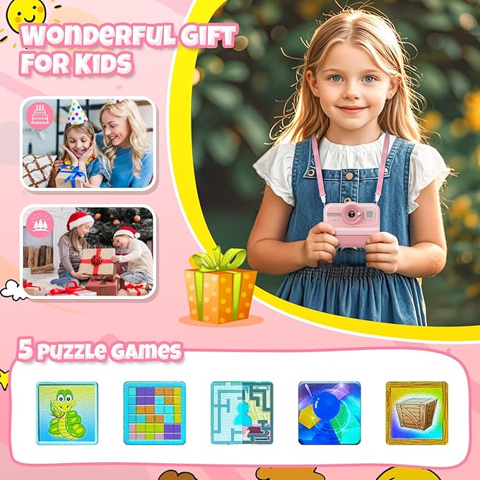 HiMont Kids Camera Instant Print, 1080P HD Instant Print Camera
