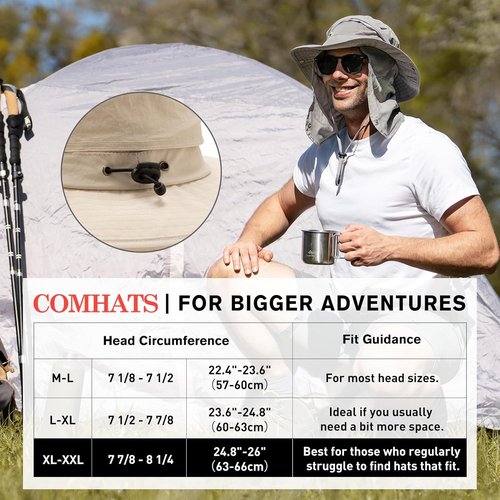 Comhats Golf Sun Hat - Oversized XL/XXL Waterproof UPF50+ Neck Flap Protection | Packable Wide Brim